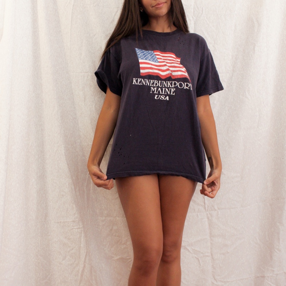 Distressed Navy American Flag T Shirt